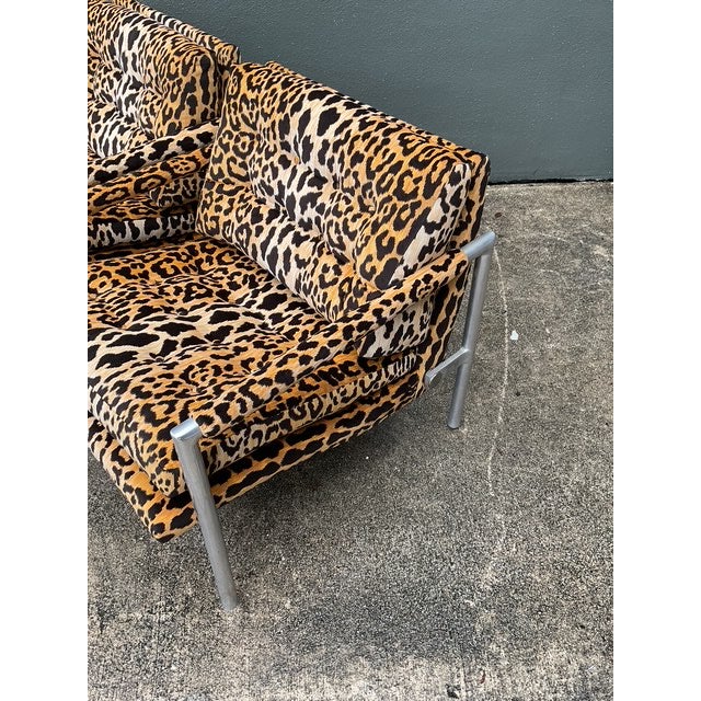 Vintage Brushed Chrome Leopard Lounge Chairs - A Pair For Sale - Image 11 of 13
