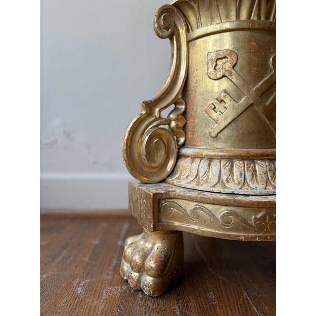 Wood Antique 1880 Gilded Oak Gold Candlestick For Sale - Image 7 of 7