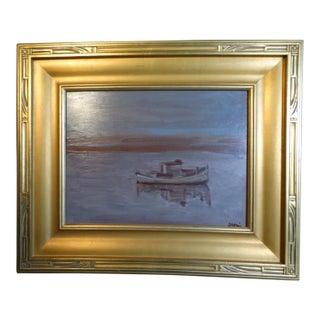 1940s "Tranquility" Nautical Oil Painting by Anders Aldrin, Framed For Sale