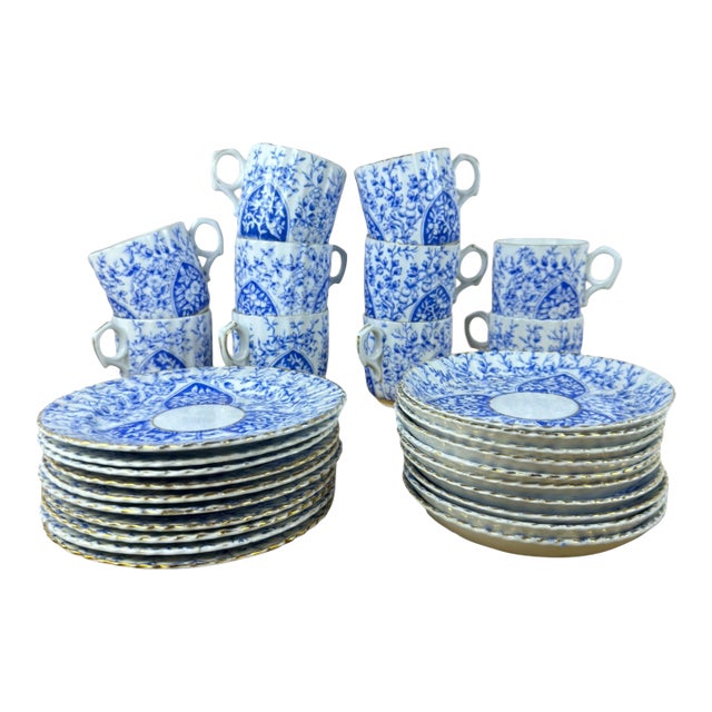Antique English Blue & White Porcelain Tea Service, 30 Pieces, Rd No. 49987/49967, Circa 1886-1900 For Sale