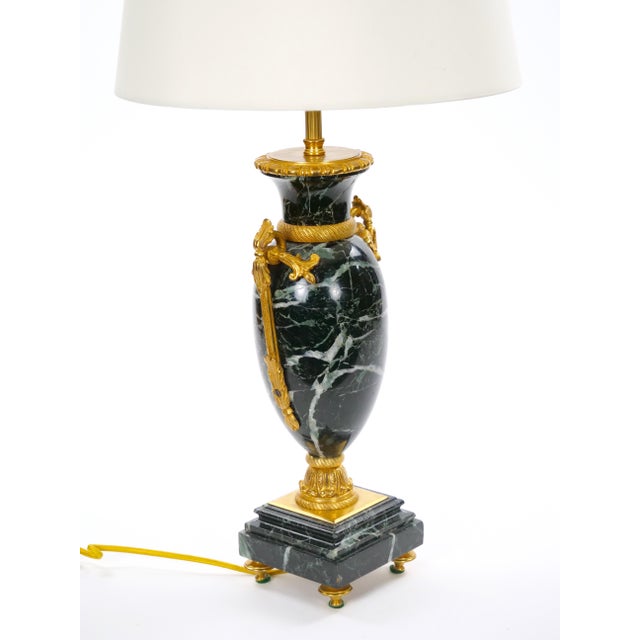Pair Bronze-Mounted Antico-Verde Marble Urn-Form Table Lamps French, 19th Cent For Sale - Image 9 of 13
