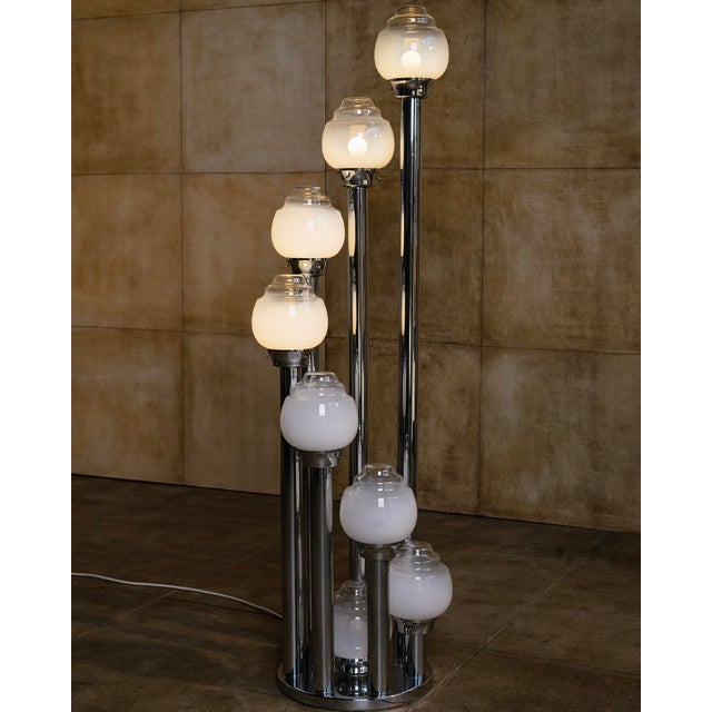 Carlo Nason 1970s Italian Waterfall Murano Floor Lamp For Sale - Image 4 of 8