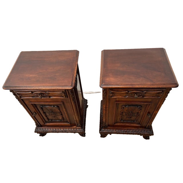 Rococo Antique Pair of Nightstands Cabinet Drawer Rococo Revival By: G. Colombo & Figli For Sale - Image 3 of 14