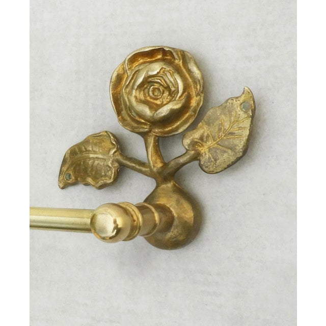 French Rose Flower Bathroom Accessories in Bronze and Brass, 1950s, Set of 5 For Sale - Image 13 of 14