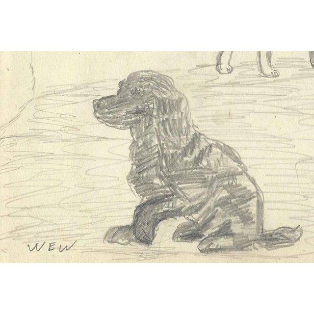 1943 drawing of a cat and several breeds of dogs by William E. Wood, a Devon artist in England. Signed lower left....