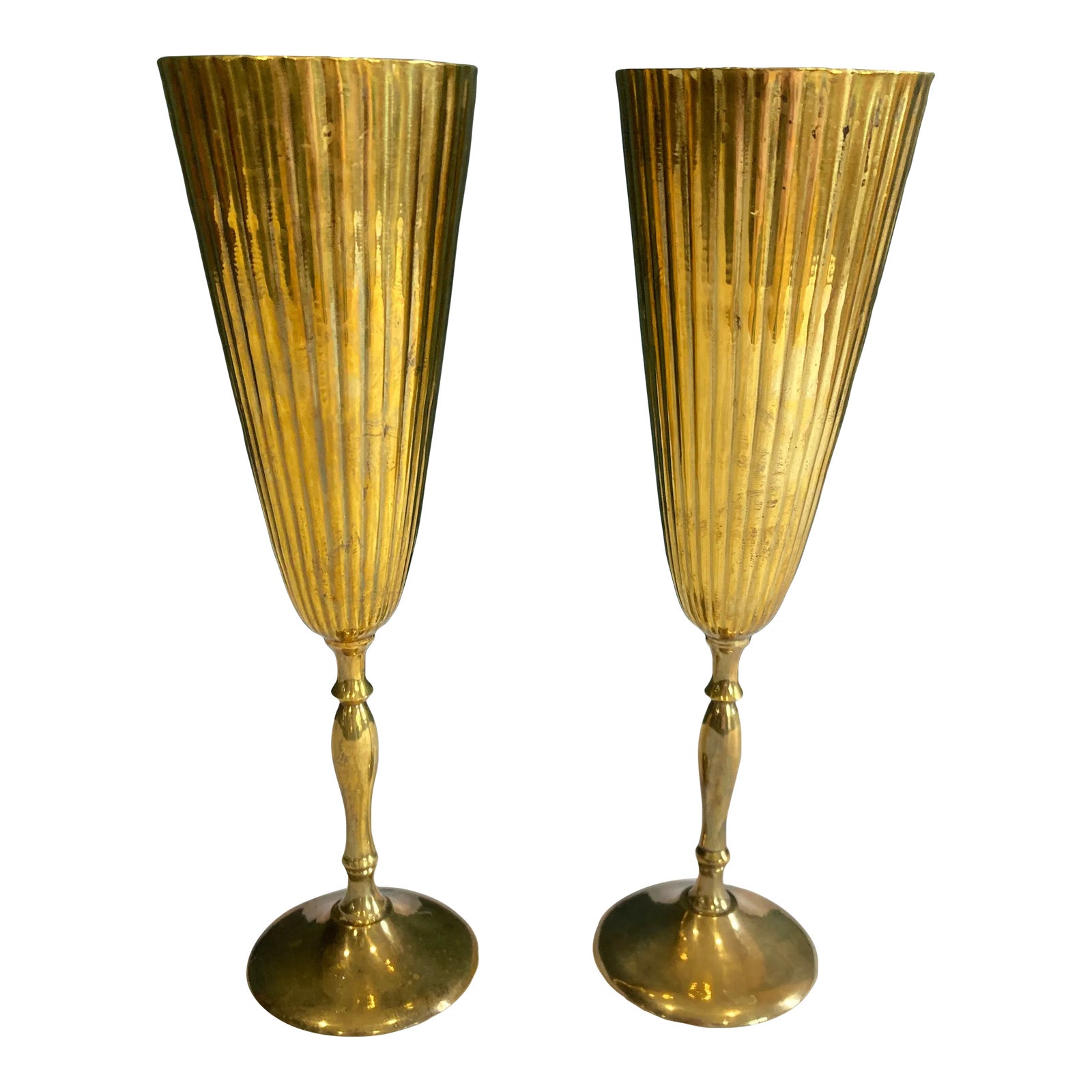 Vintage Brass Champagne Flutes Set of 2 Chairish