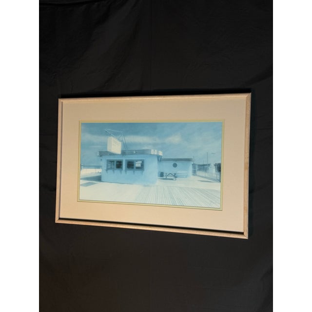 Early 21st Century Early 21st Century Blue Coastal Boardwalk Framed Print For Sale - Image 5 of 8