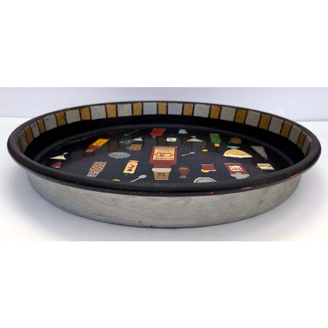 Hand painted bar tray. Vintage beer bar tray has been hand painted with bottles, cocktail glasses and bar tools. Fun one-...