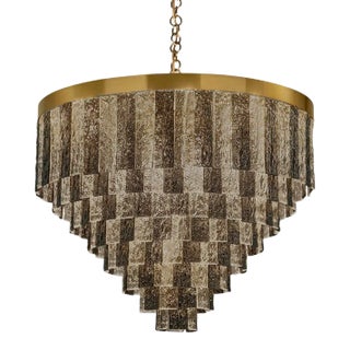 Brushed Brass With Clear and Mirrored Glass Ballroom Ceiling Light For Sale