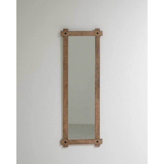 19th Century France Brutalist Red Wood Mirror For Sale - Image 4 of 8