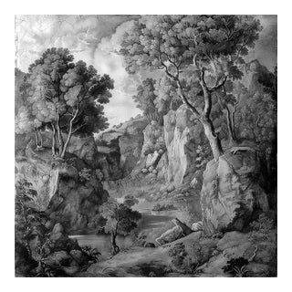 14" X 14" Grisaille Landscape Original Print 16th Century Style / Black and White For Sale