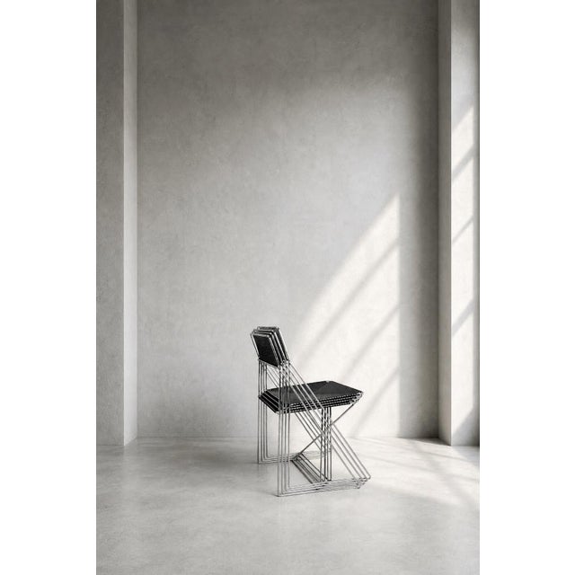 Vintage Minimalist Metal X-Line Chairs by Niels Jørgen Haugesen for Hybodan, 1970s, Set of 4 For Sale - Image 10 of 18
