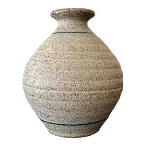 Vintage Studio Pottery Speckled Glaze Vase With Line Detail
