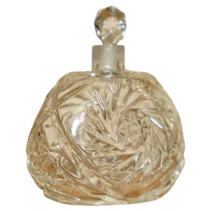 Antique French Cut Glass Crystal Collectable Dressing Table Perfume Bottle, 1920