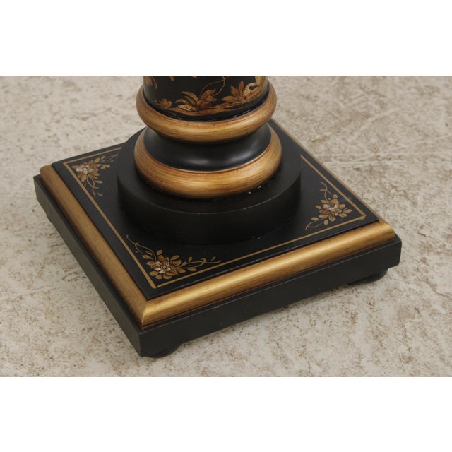 1980s Black Lacquered Italian Chinoiserie Pedestal Stand For Sale - Image 5 of 15