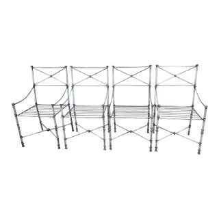 Hold- Set of 8 Giacomtti Inspired Wrought Iron Dining Chairs For Sale