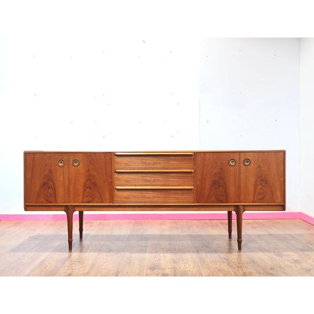 Brown 1960s Mid Century Modern Vintage Teak Sideboard Credenza in the Style McIntosh For Sale - Image 8 of 14