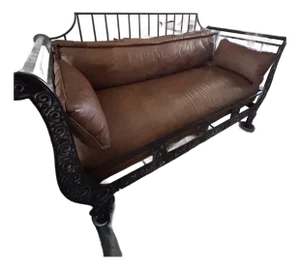 Thomasville El Toro Leather & Wrought Iron Loveseat From Thomasville Furniture’s Hemingway Collection