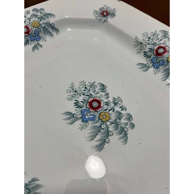 A Very Nice Antique Staffordshire Transferware "Feather" Ironstone Platter, 1850's For Sale - Image 10 of 12