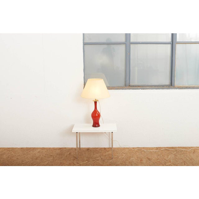 Model 3656 Table Lamp in Red Murano Glass and Parchment Shade from Paolo Venini, 1952 For Sale - Image 11 of 12