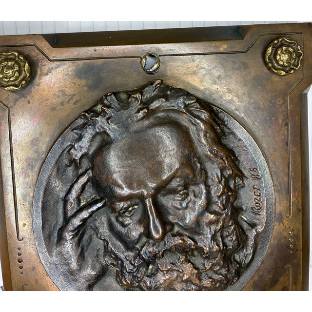Antique 1885 French Heavy Cast Bronze Plaque – Victor Hugo High Relief Sculpture by René Rozet For Sale In Seattle - Image 6 of 10