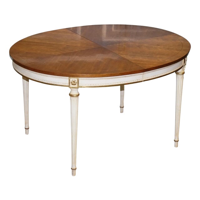 Extendable Dining Table in Cherrywood and Hand-Painted Gilt Wood from Kindel Furniture For Sale
