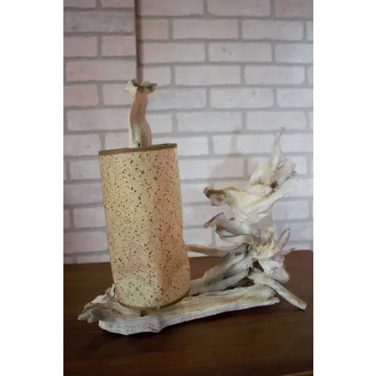 Mid Century Modern Driftwood Table Lamp With Shade - Set of 2 For Sale - Image 10 of 11