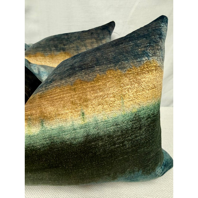 Transitional Kravet Couture "Izumo" in Aegean 14"x22" Pillows-a Pair For Sale - Image 3 of 3