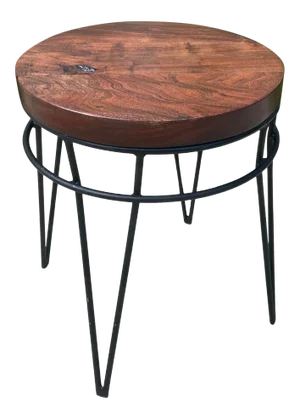 Mid Century Modern Style Round Wood Side Table