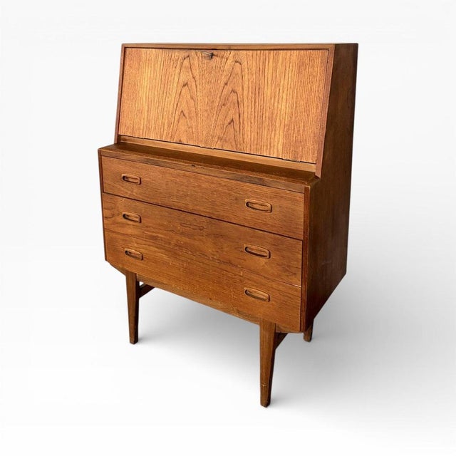 Brown Mid-Century Modern Danish Compact Teak Writing Bureau, 1960s For Sale - Image 8 of 8