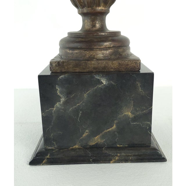 19th Century Pair of Antique Italian Silver Gilt & Painted Urns, Now Lamps For Sale - Image 5 of 7