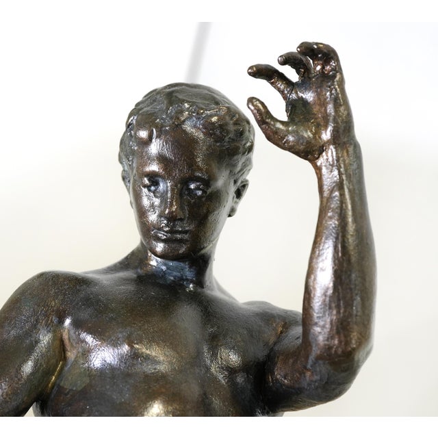 Early 20th Century Male Nude Athlete Plaster Maquette, Studio Original, Signed For Sale In Miami - Image 6 of 11
