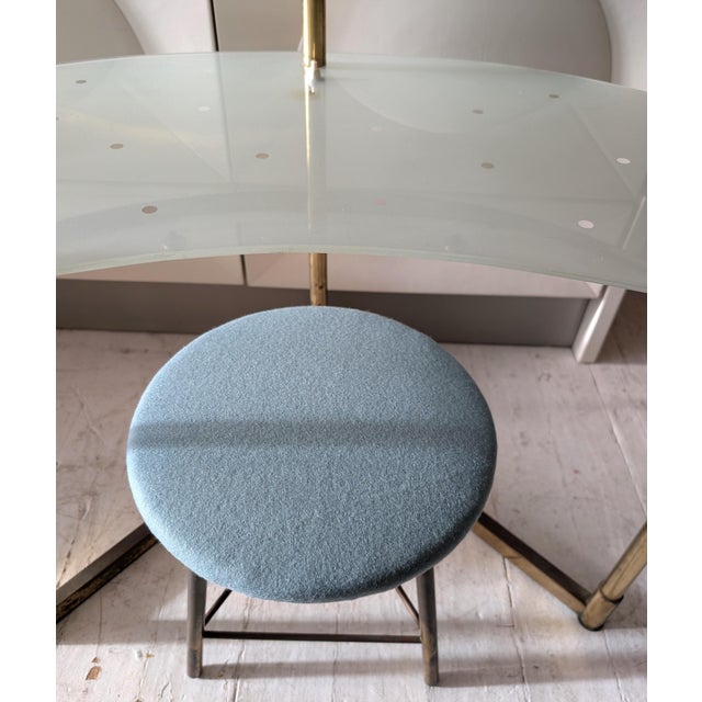 Vintage Italian Polka Dot-Etched Glass and Gilt Brass Illuminated Vanity by Luigi Brusotti, 1950s For Sale - Image 11 of 18