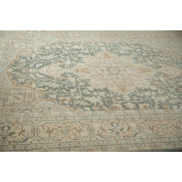1950s Vintage Persian Tabriz Arrowed Medallion Wool Carpet For Sale - Image 10 of 12