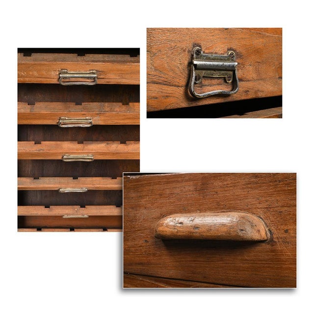 Antique Wooden and Brass Workbench For Sale - Image 3 of 5