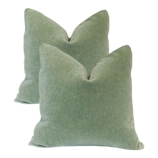 Celadon Mohair Pillows 18" - a Pair For Sale