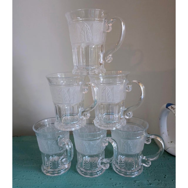 Glass Vintage Athens Glass Coffee Mugs - Set of 6 For Sale - Image 7 of 9