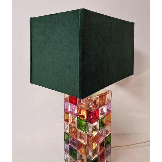 Glass Table Lamp with Multi-Colored Glass Cubes Base, 1970s For Sale - Image 7 of 14