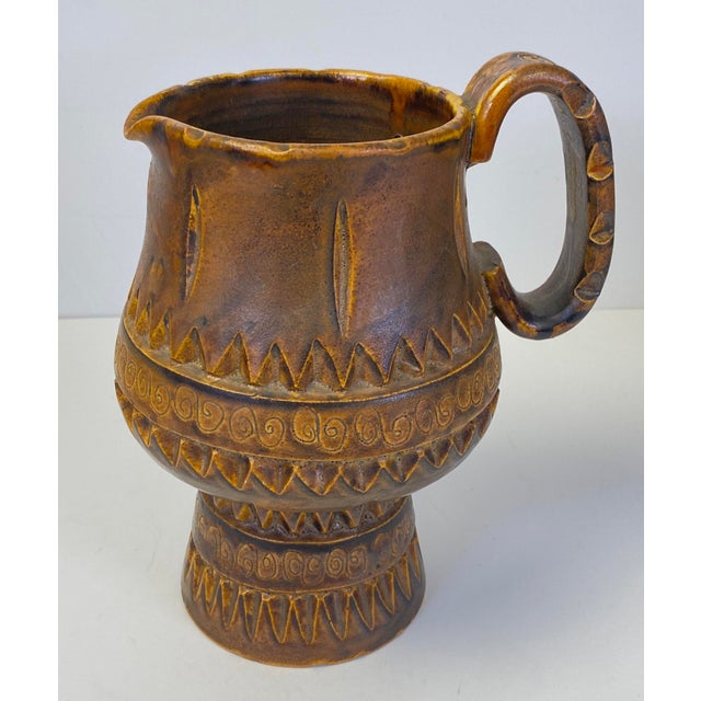 Vintage Brutalist Studio Pottery Ceramic Drink Set, Pitcher, Ice Bucket, 6 Goblets - 8 pcs For Sale - Image 9 of 9