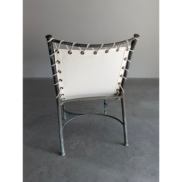 Metal Early Mid Century Robert Lewis Attrbuted Patinated Bronze Patio Lounge Chair Ottoman Set, 2 Pieces For Sale - Image 7 of 11