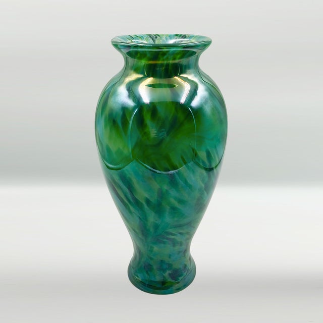 1960s Vintage 1960s Murano Green Blown Glass Vase For Sale - Image 5 of 9