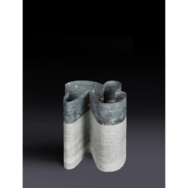 Stripes C3 Vase in Laguna Green and Indian Green Marbles by Bufalini Marmi For Sale - Image 12 of 16