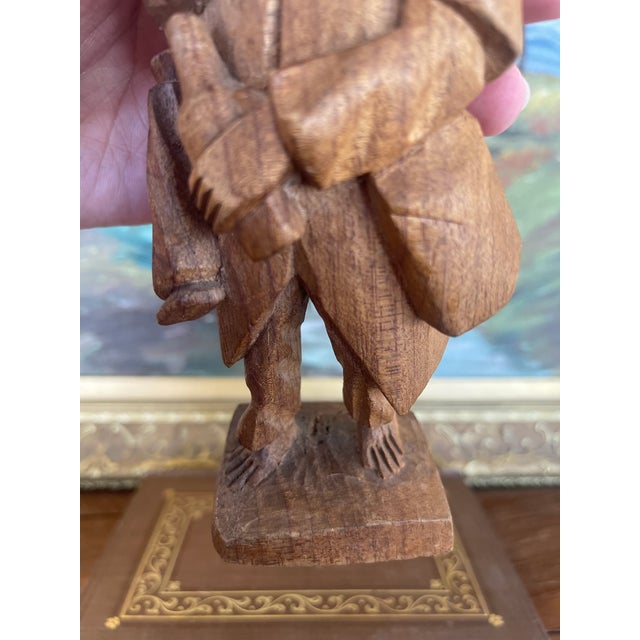 Hand Carved Mid-20th Century Folk Art Wooden Sculpture of Bearded. For Sale - Image 9 of 9