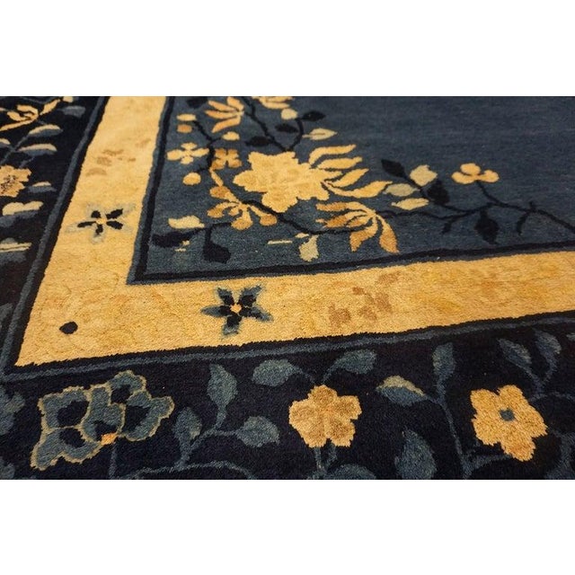 1920s Antique Blue Medallion Oriental Chinese Peking Hand Knotted Rug For Sale - Image 12 of 12