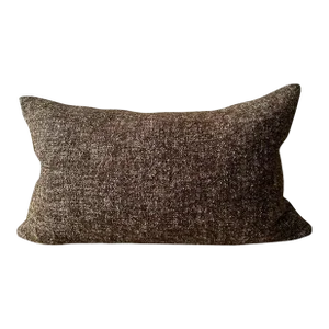 Custom Linen and Wool Lumbar Pillow in Coco With Down Feather Insert