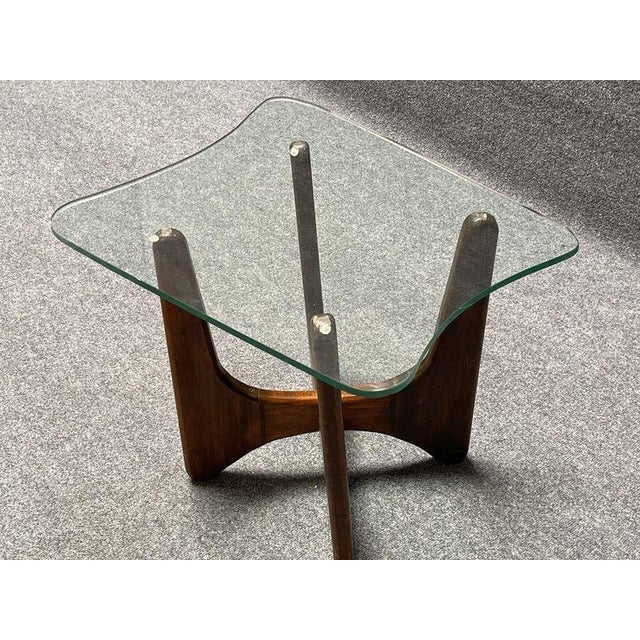 Mid-Century Modern Mid Century Walnut and Glass Side Tables Manner of Adrian Pearsall - Pair For Sale - Image 3 of 7