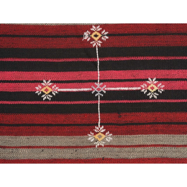 1970s Vintage Handmade Wool Cotton Red Kilim Runner Rug For Sale In San Francisco - Image 6 of 11