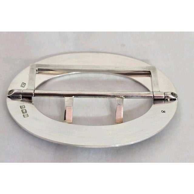 Metal Antique Edwardian Sterling Silver Guilloché Enamel Buckle, 1910 For Sale - Image 7 of 18