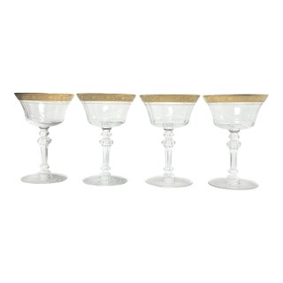 1960s Tiffin-Franciscan “Minton” Set of 4 Coupe Champagne Glasses For Sale