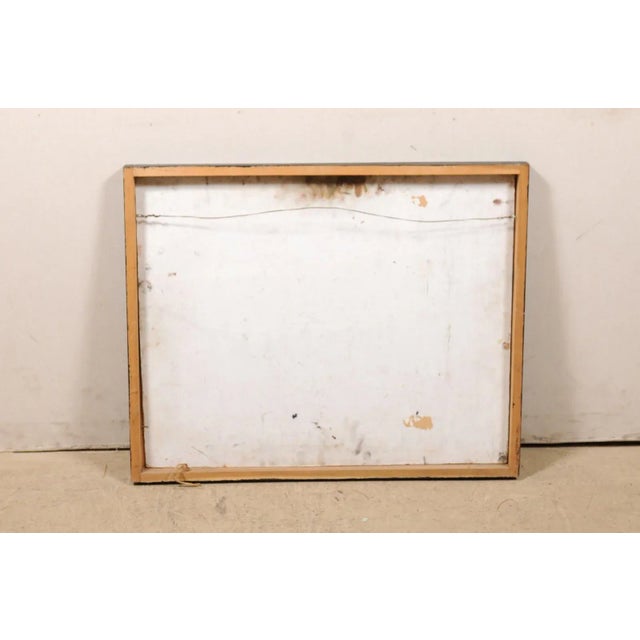 Mid-Century Abstract Painting 'Town Landscape' in a Rustic Black Wood Frame For Sale - Image 11 of 11